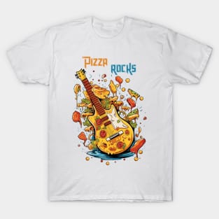 Pizza Guitar - Pizza Rocks T-Shirt